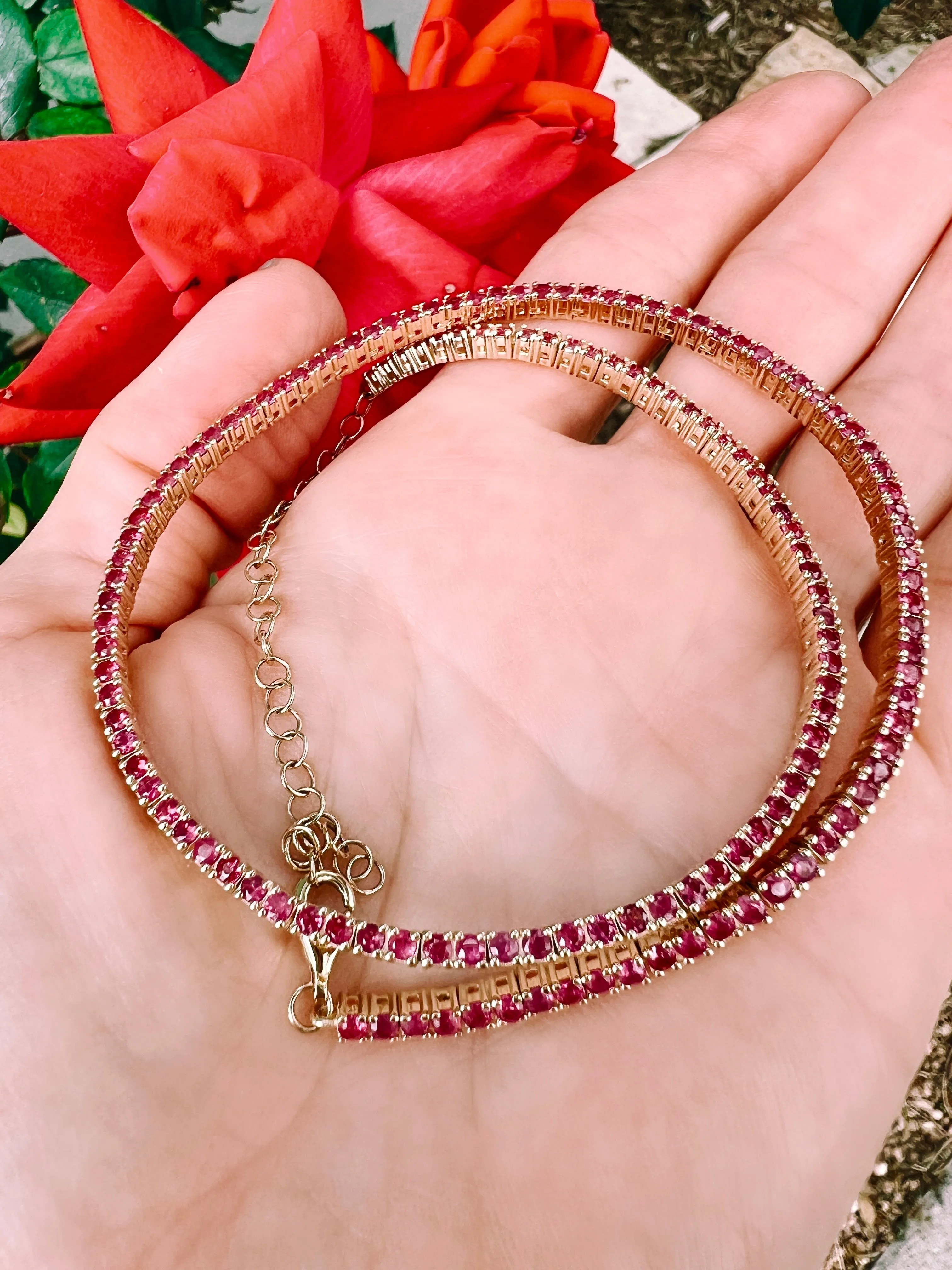 Pink Sapphire Tennis Necklace