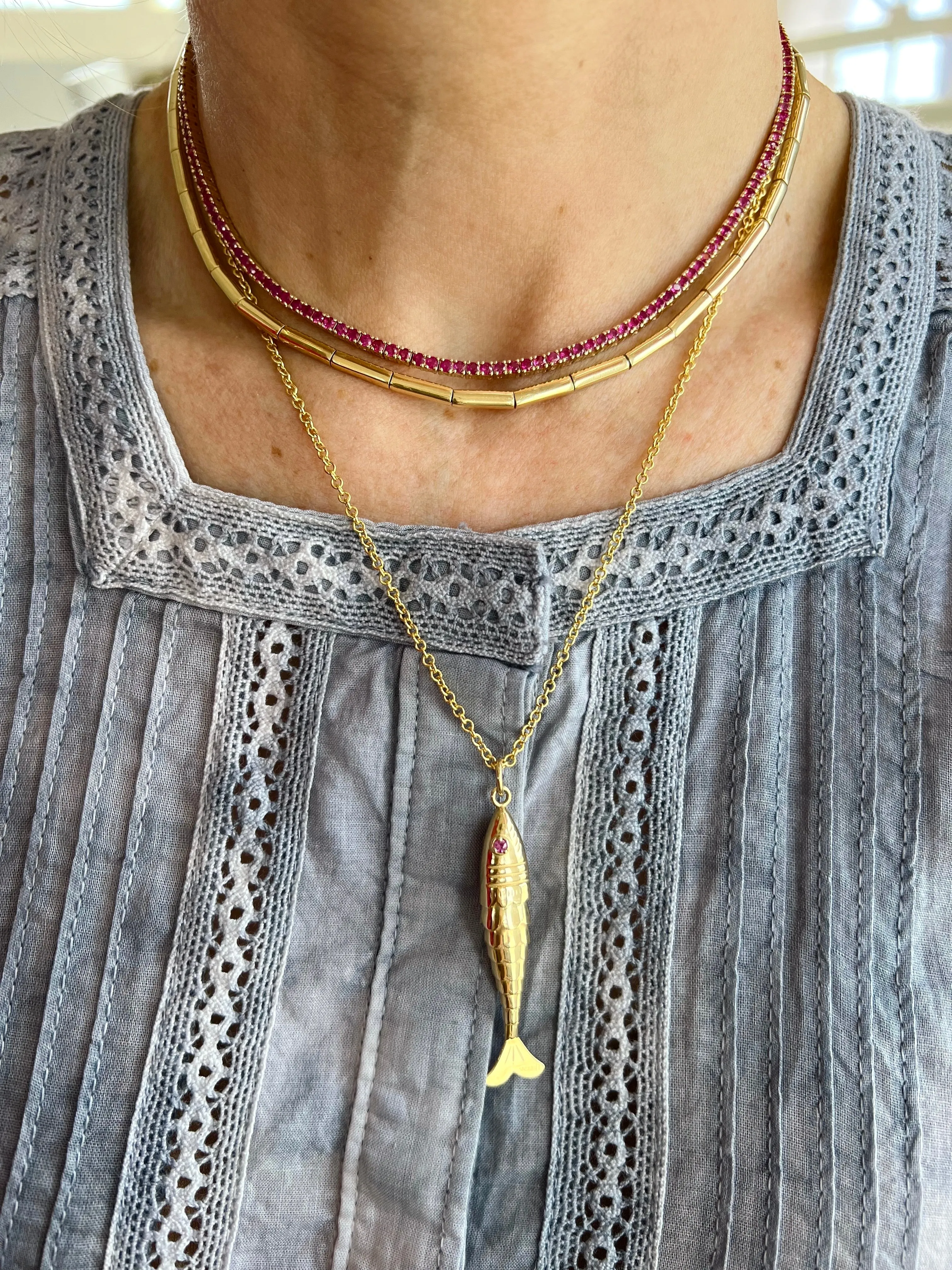 Pink Sapphire Tennis Necklace