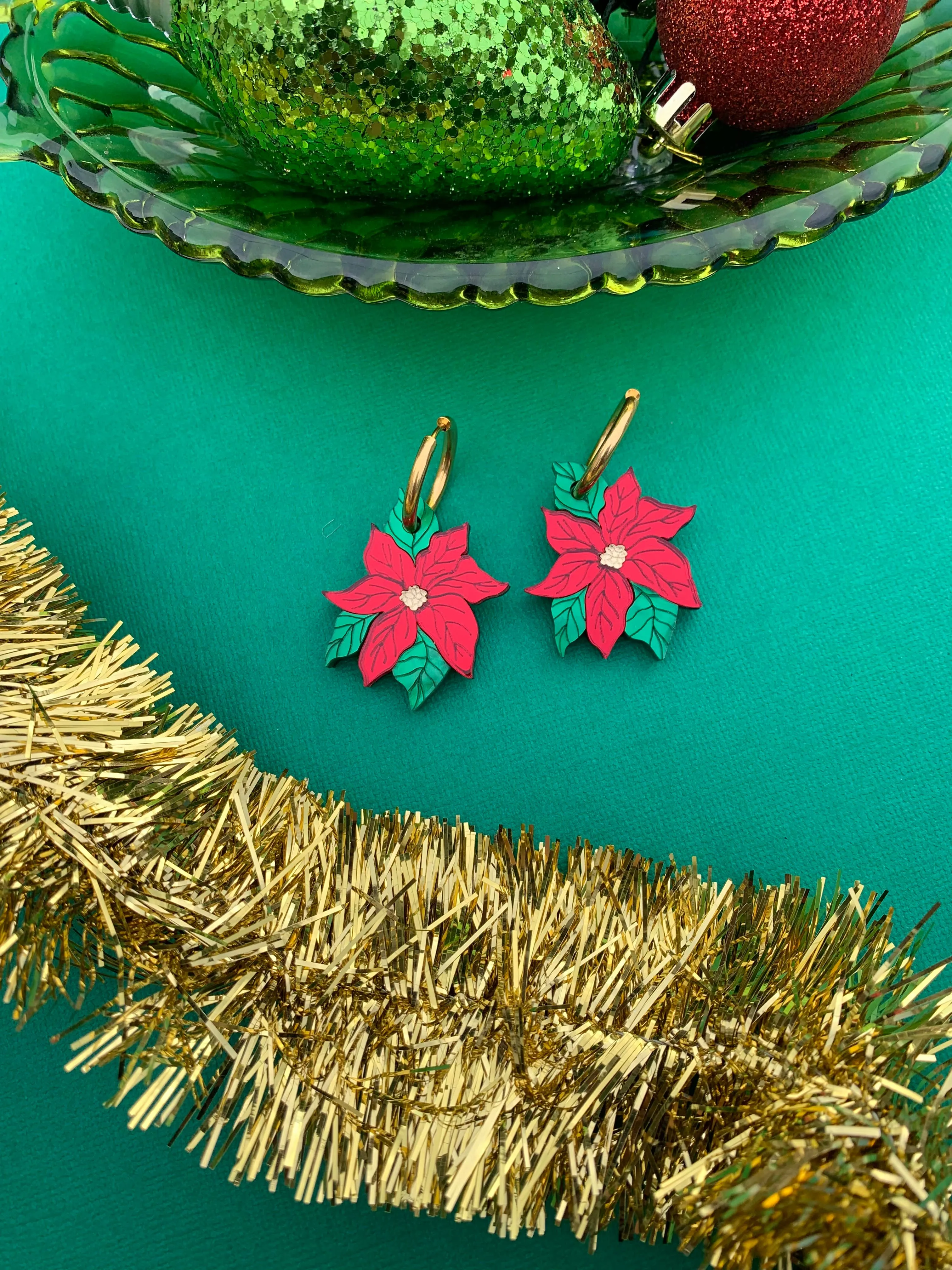 Poinsettia Earrings