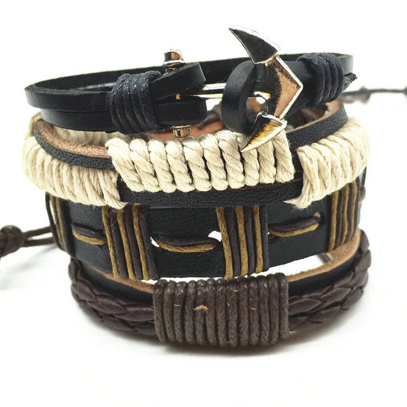 Punk Genuine Wrap Leather Bracelets Men For Women Cuff Jewelry Accessories