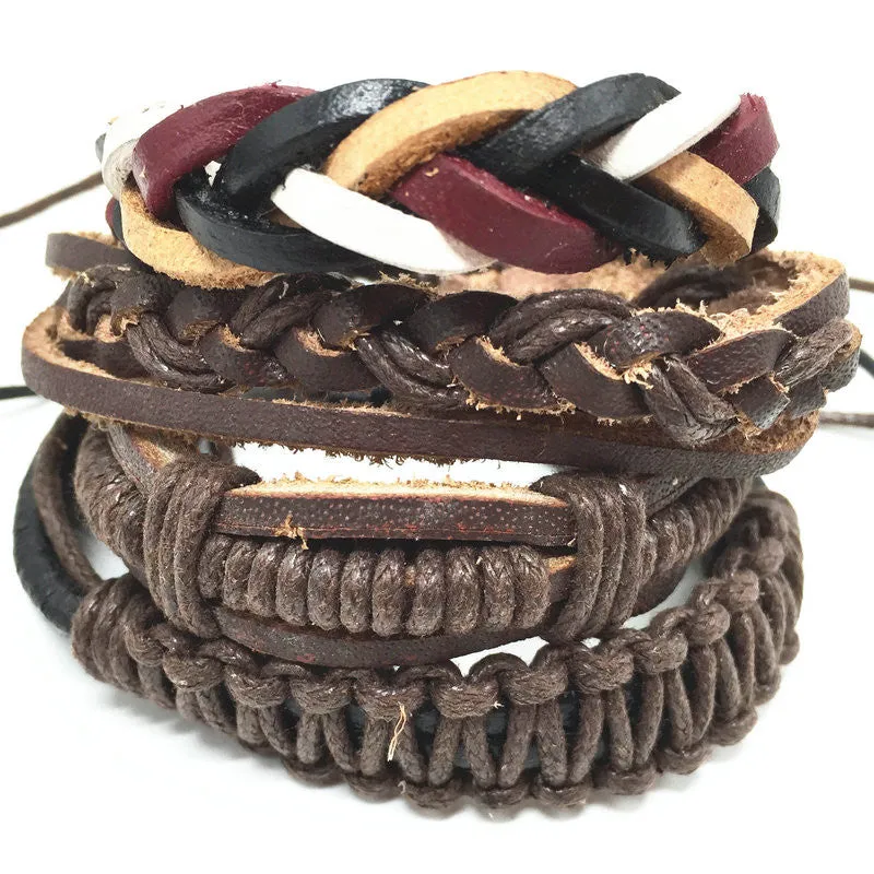 Punk Genuine Wrap Leather Bracelets Men For Women Cuff Jewelry Accessories