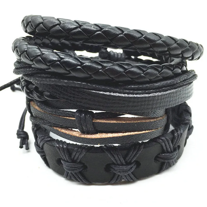 Punk Genuine Wrap Leather Bracelets Men For Women Cuff Jewelry Accessories