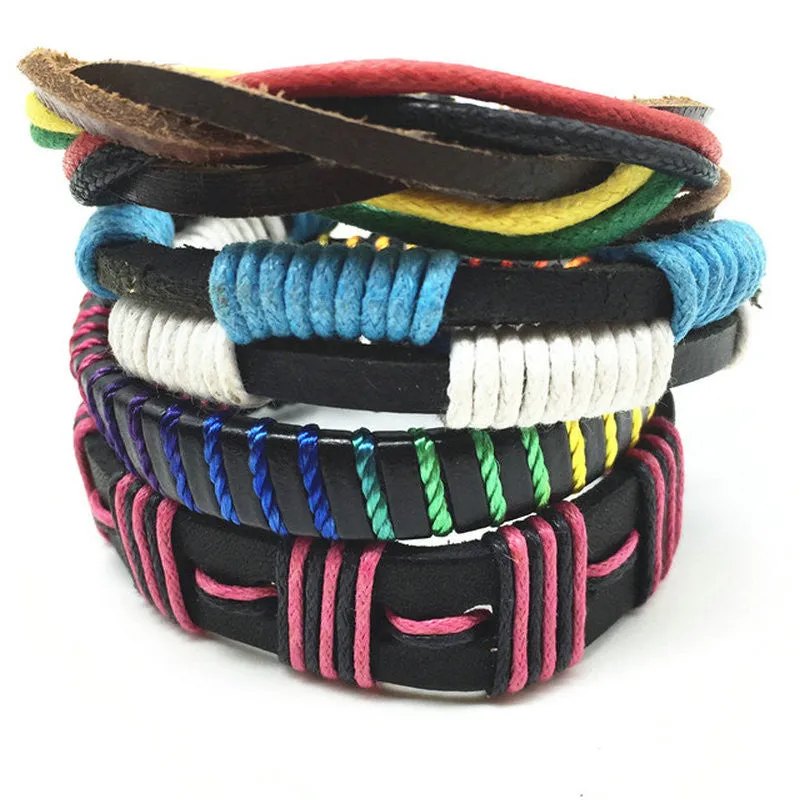 Punk Genuine Wrap Leather Bracelets Men For Women Cuff Jewelry Accessories