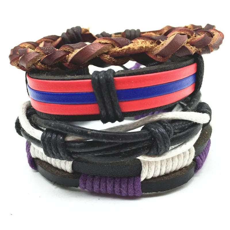 Punk Genuine Wrap Leather Bracelets Men For Women Cuff Jewelry Accessories