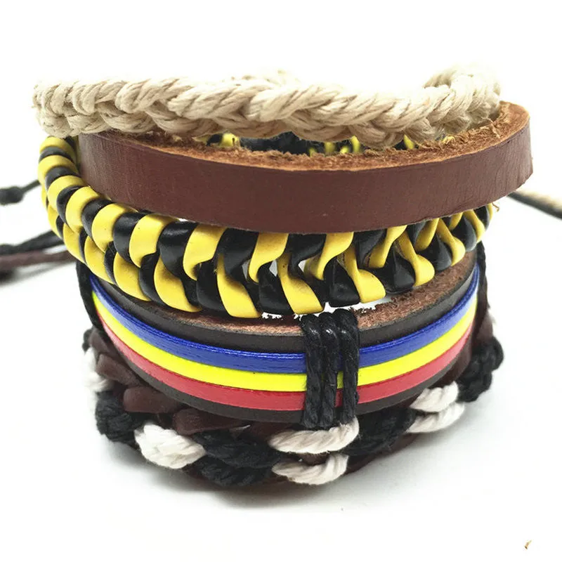 Punk Genuine Wrap Leather Bracelets Men For Women Cuff Jewelry Accessories
