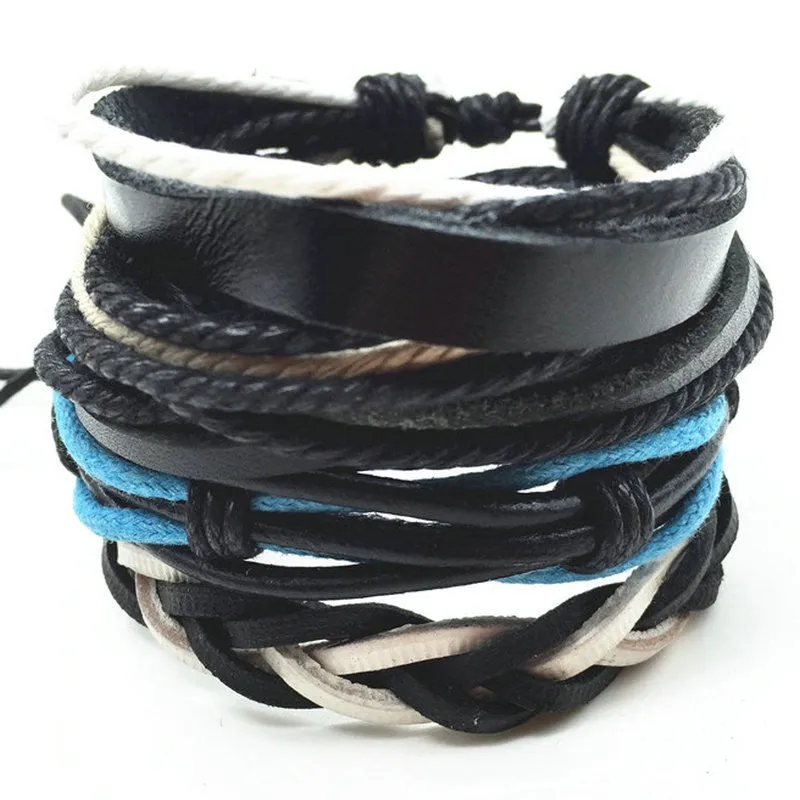 Punk Genuine Wrap Leather Bracelets Men For Women Cuff Jewelry Accessories