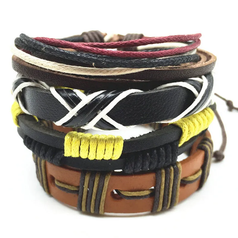 Punk Genuine Wrap Leather Bracelets Men For Women Cuff Jewelry Accessories