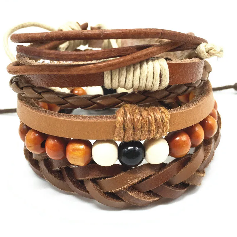 Punk Genuine Wrap Leather Bracelets Men For Women Cuff Jewelry Accessories