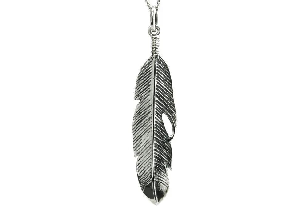 "Plume" Sterling Silver Feather Charm Necklace