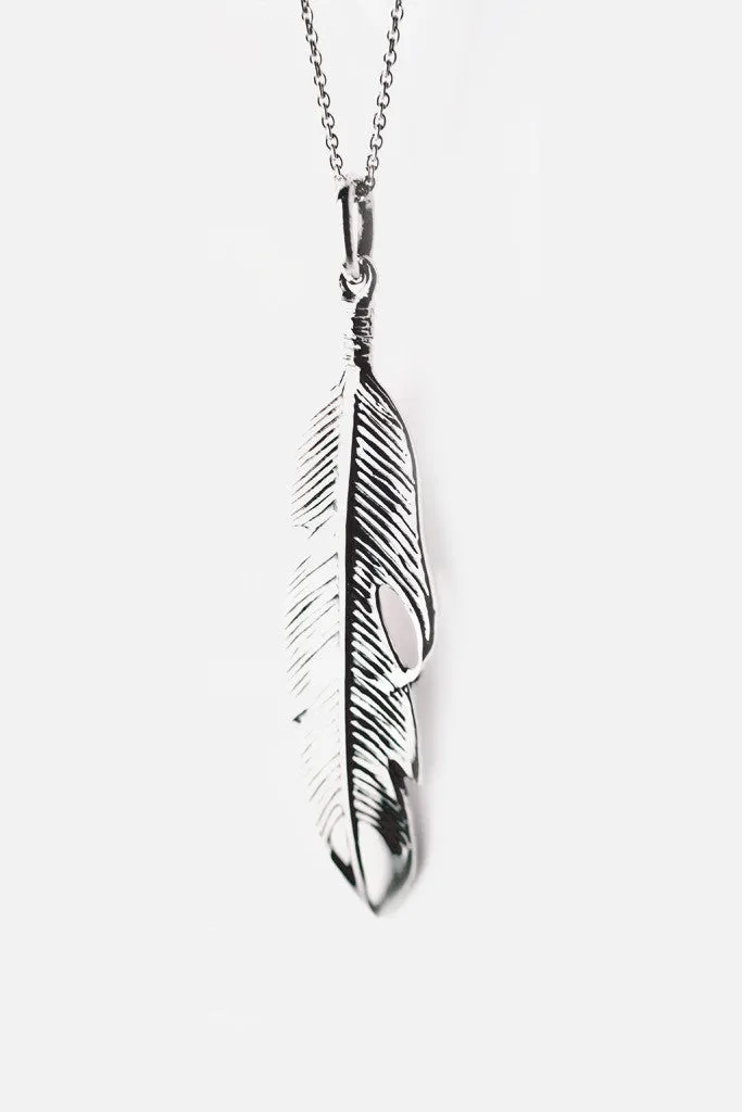 "Plume" Sterling Silver Feather Charm Necklace