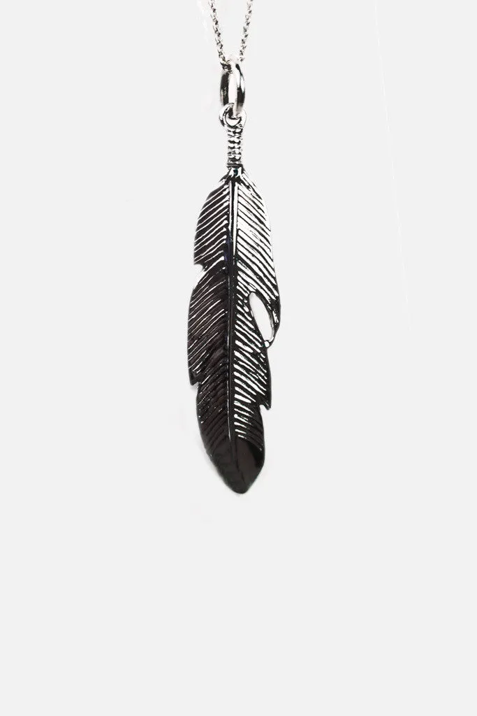 "Plume" Sterling Silver Feather Charm Necklace