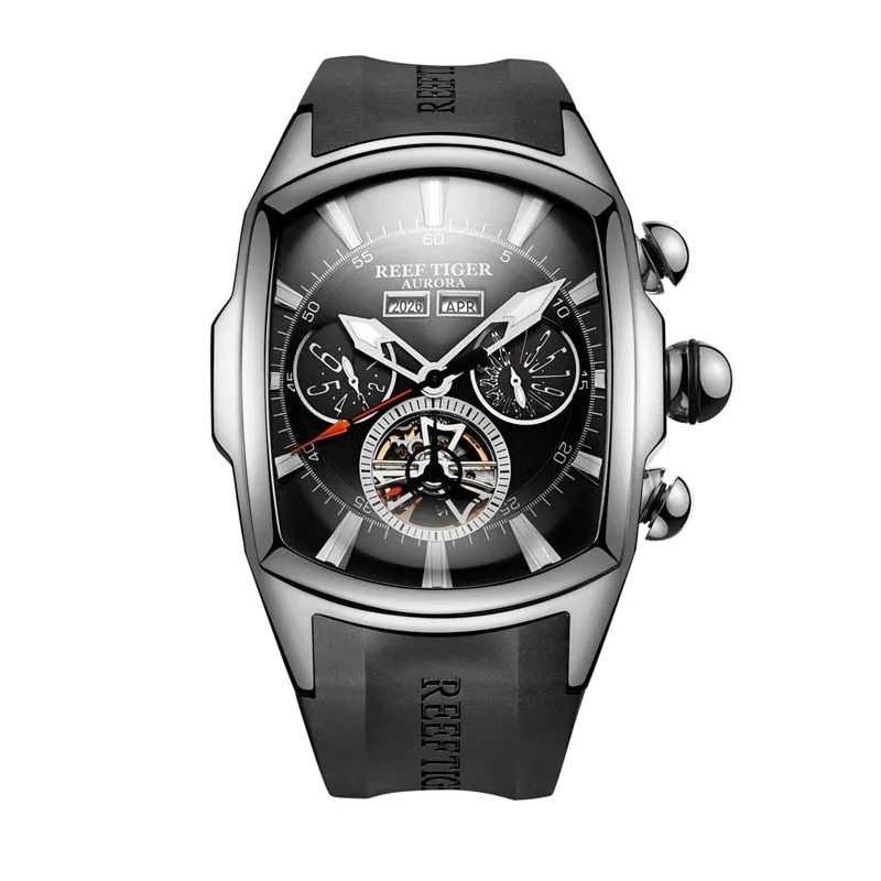 Reef Tiger/RT Top Brand Luxury Big Watch Blue Dial Mechanical Tourbillon Sport Watches Relogio Masculino RGA3069