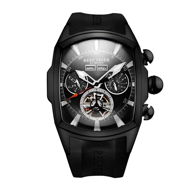 Reef Tiger/RT Top Brand Luxury Big Watch Blue Dial Mechanical Tourbillon Sport Watches Relogio Masculino RGA3069