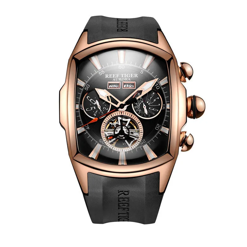 Reef Tiger/RT Top Brand Luxury Big Watch Blue Dial Mechanical Tourbillon Sport Watches Relogio Masculino RGA3069