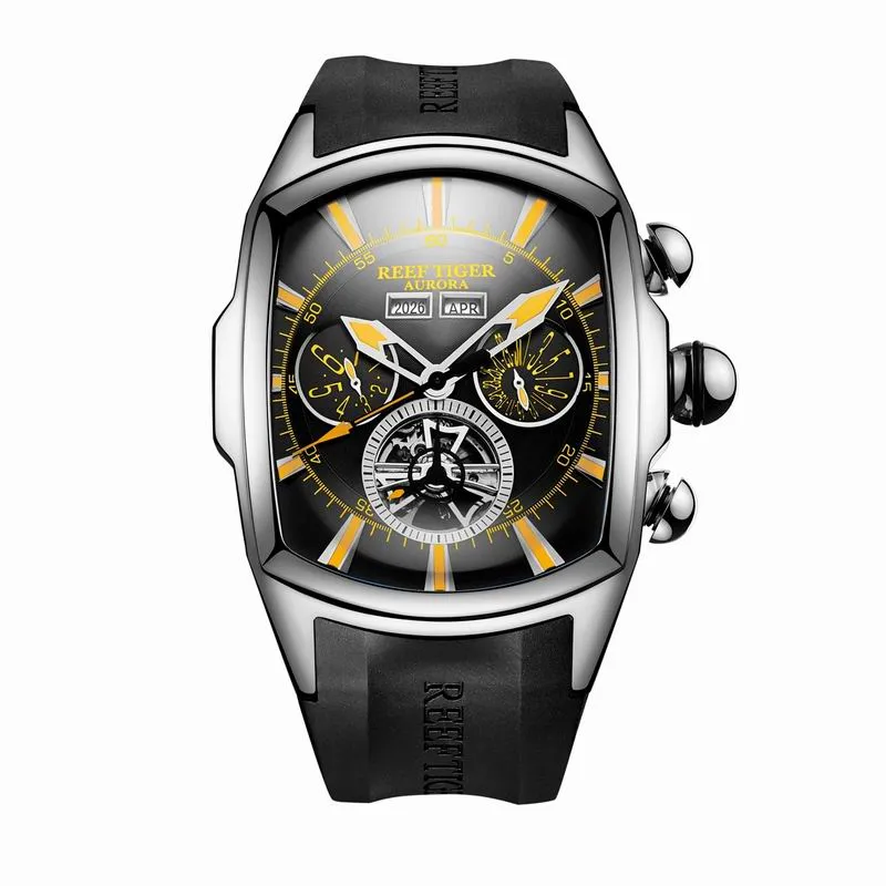 Reef Tiger/RT Top Brand Luxury Big Watch Blue Dial Mechanical Tourbillon Sport Watches Relogio Masculino RGA3069