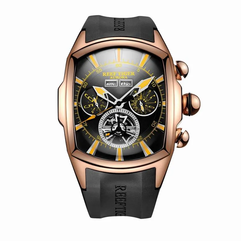 Reef Tiger/RT Top Brand Luxury Big Watch Blue Dial Mechanical Tourbillon Sport Watches Relogio Masculino RGA3069