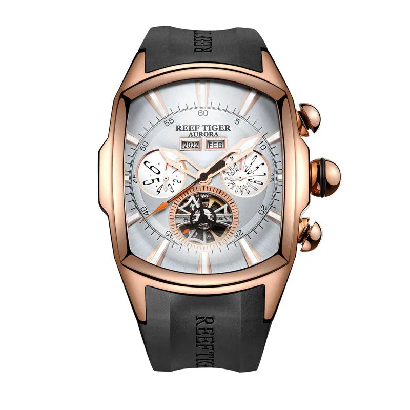 Reef Tiger/RT Top Brand Luxury Big Watch Blue Dial Mechanical Tourbillon Sport Watches Relogio Masculino RGA3069