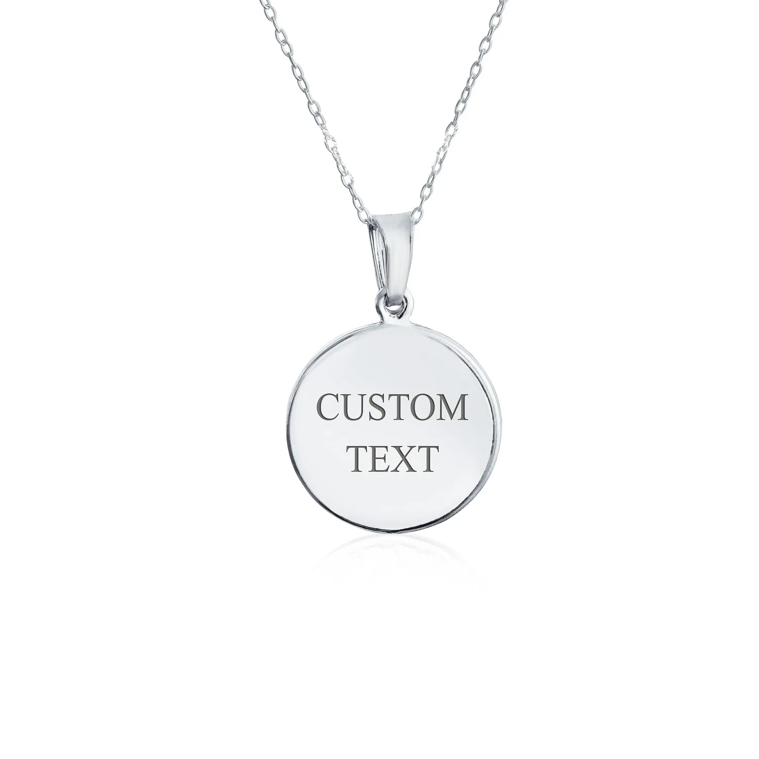 Religious Guardian Angel Cherub Pendant Necklace in Sterling Silver Round Disc Medal