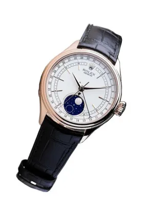 Rolex Cellini Automatic Men's Black Leather Watch 50535WSBKL