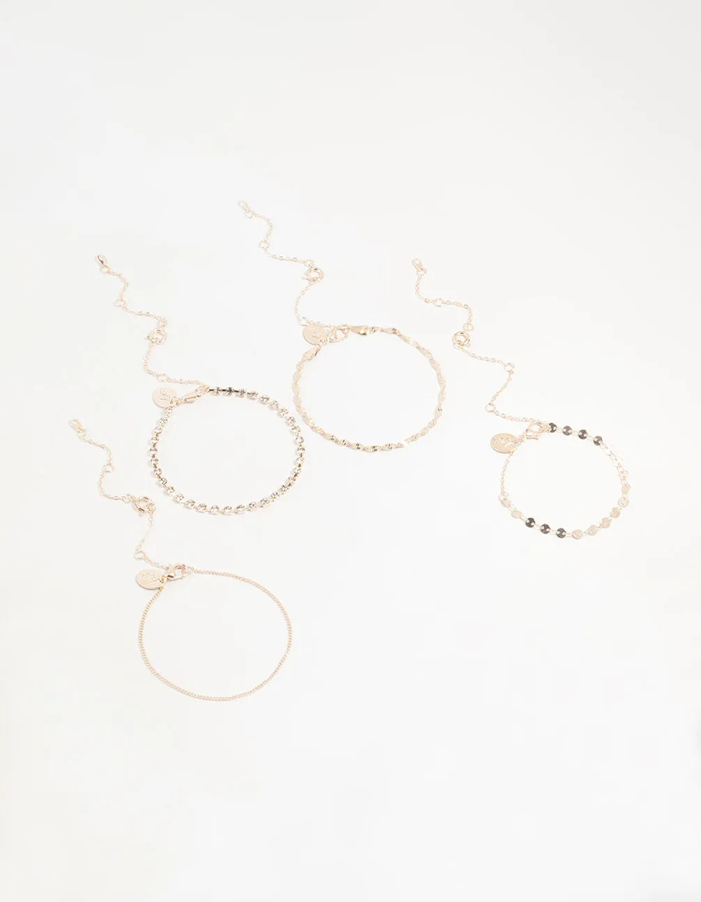 Rose Gold Mixed Chain Bracelets & Anklets 4-Pack