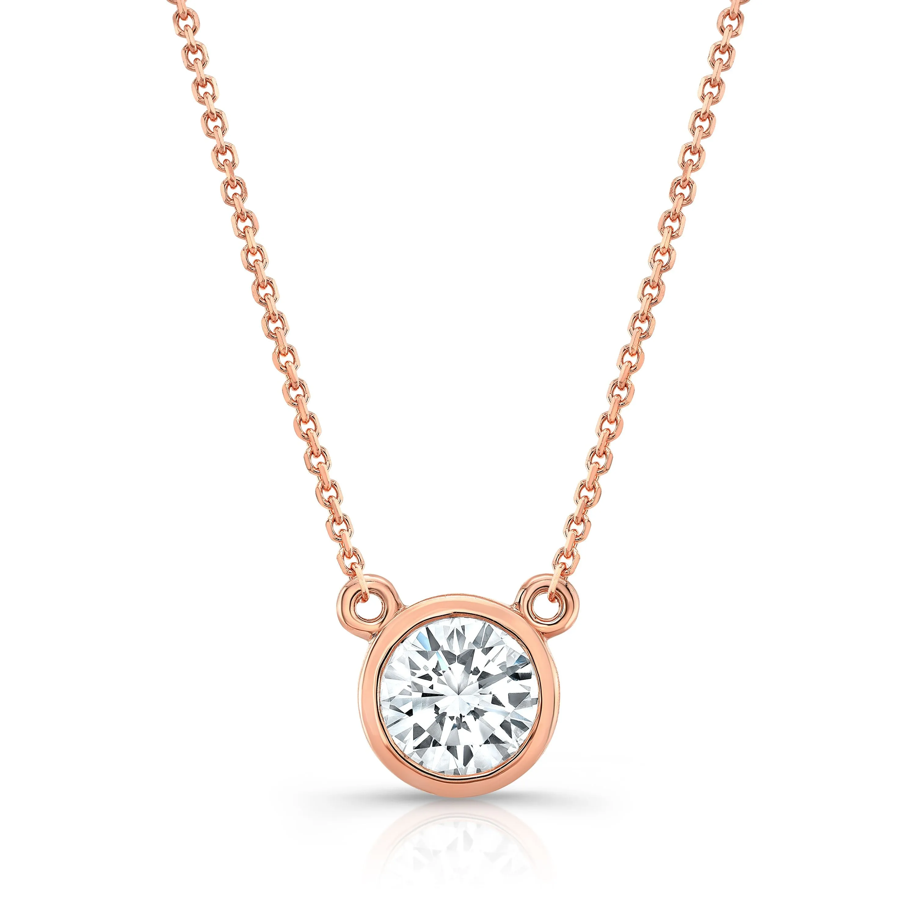 Round (full Cut) Diamond Solitaire Pendant In A Platinum Bezel Centered Setting, 0.55ct. T.w. (hi, Si1-si2)