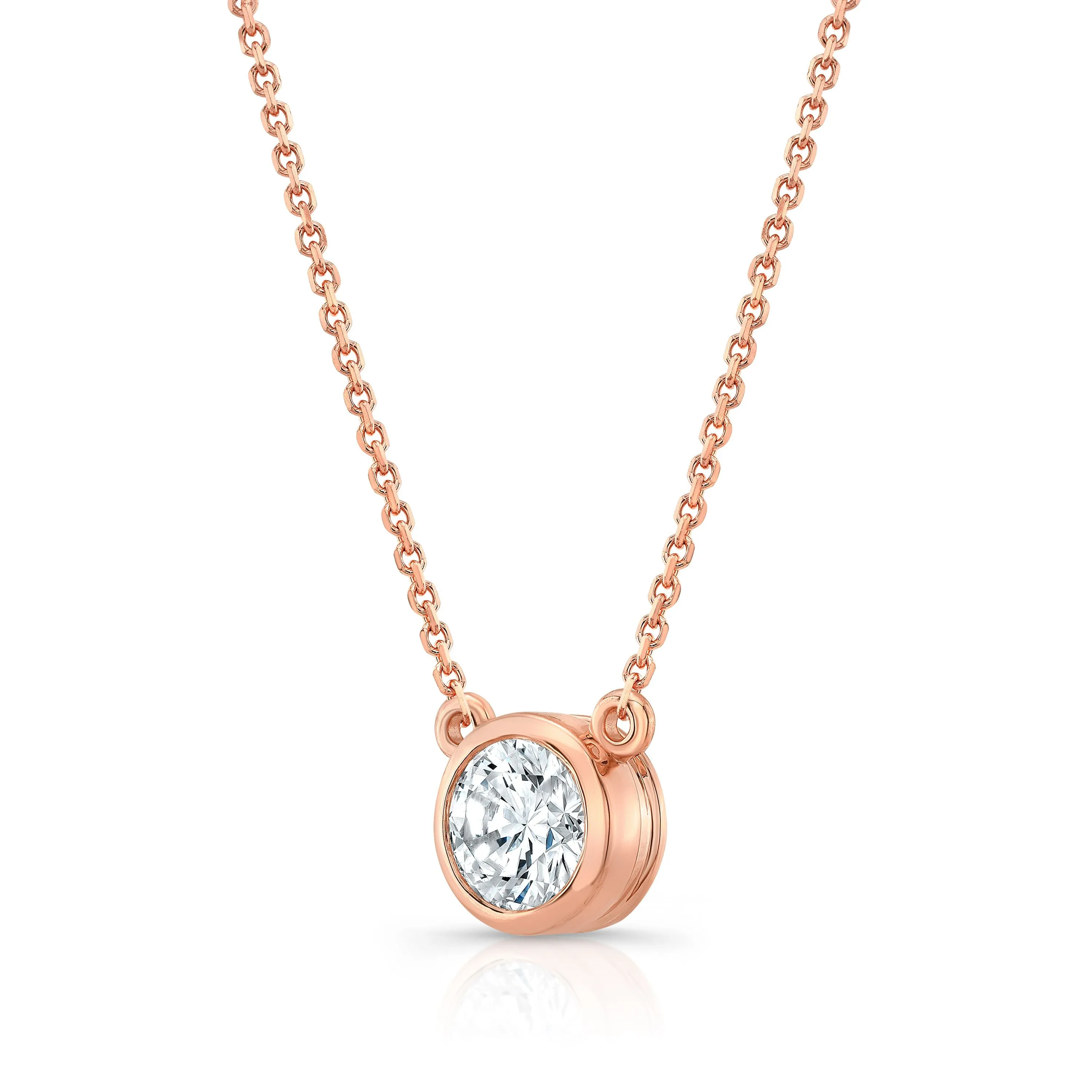 Round (full Cut) Diamond Solitaire Pendant In A Platinum Bezel Centered Setting, 0.55ct. T.w. (hi, Si1-si2)
