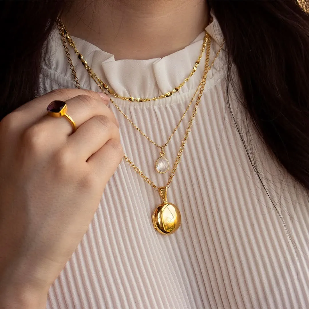 Round Locket Necklace | Gold