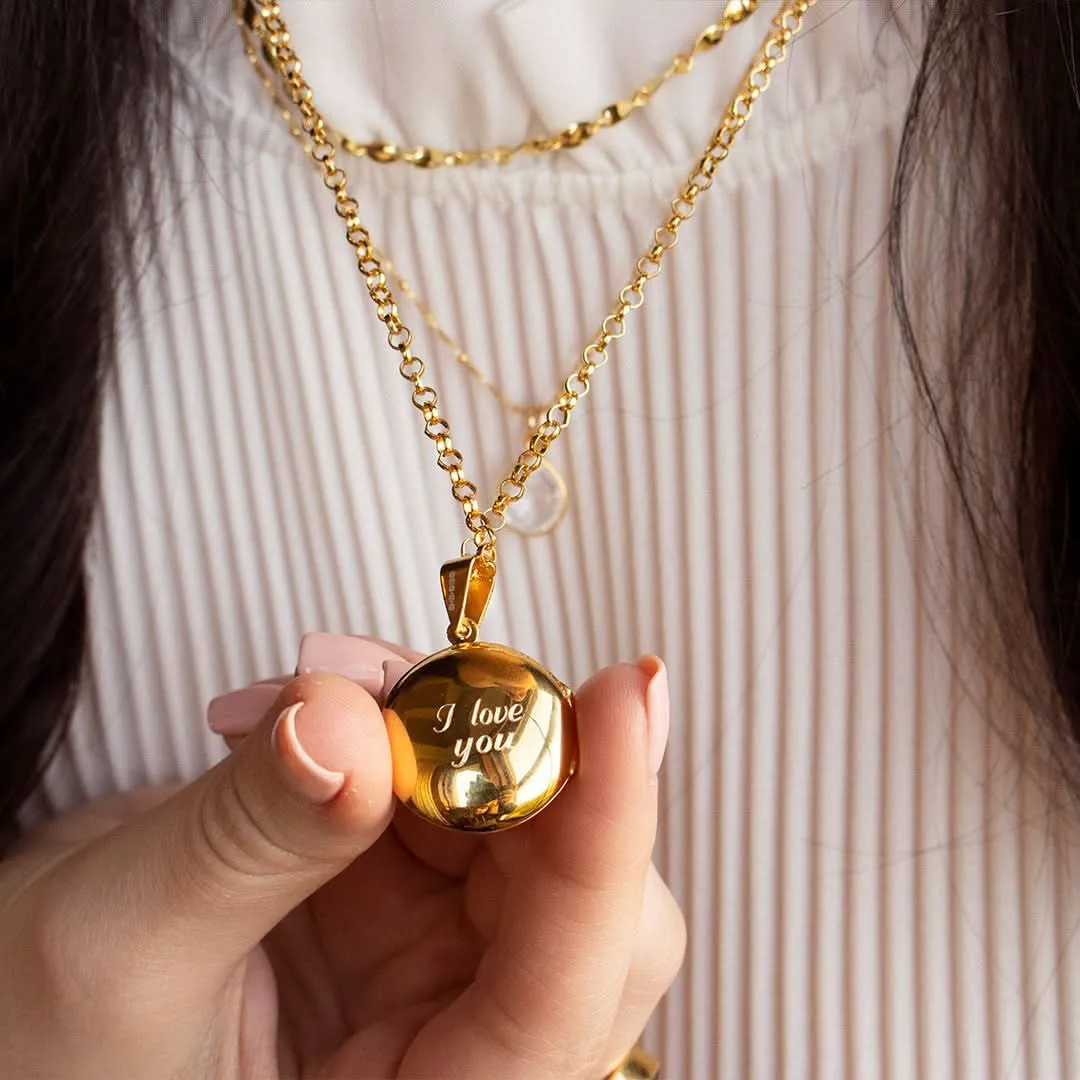 Round Locket Necklace | Gold