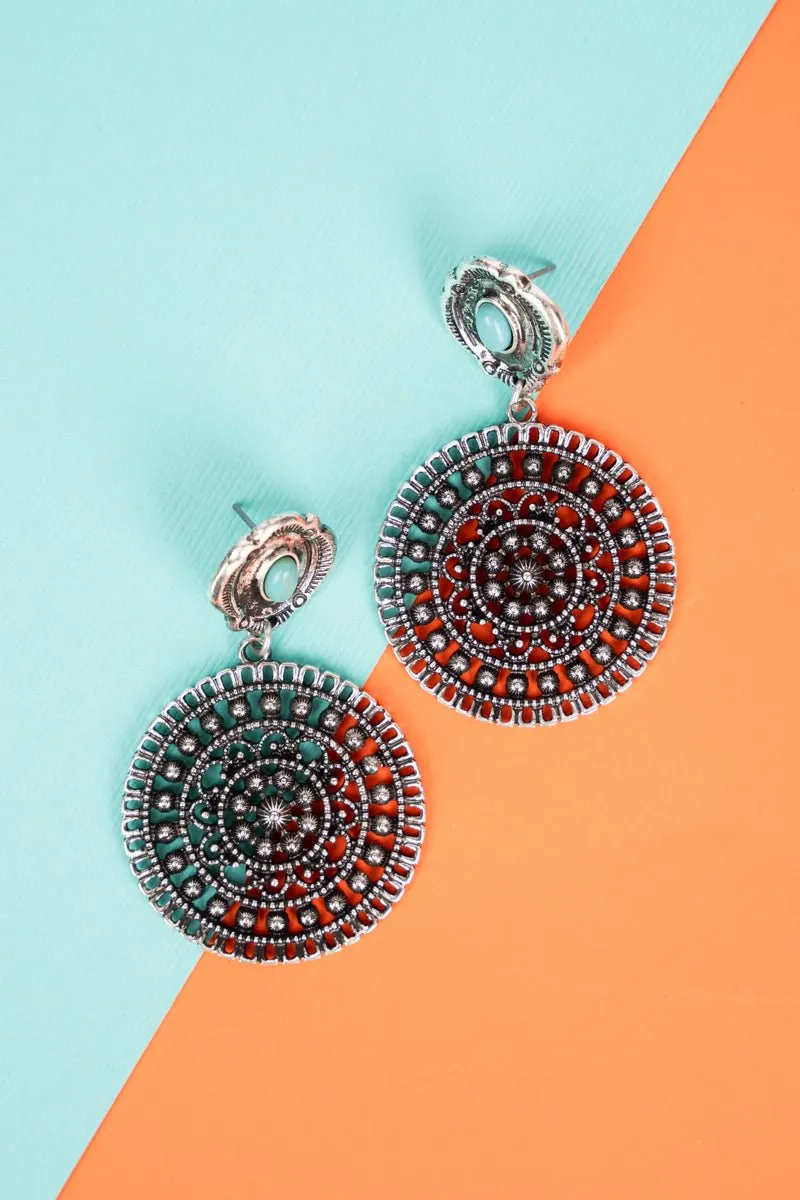 SALE! Medero Turquoise and Silvertone Earrings