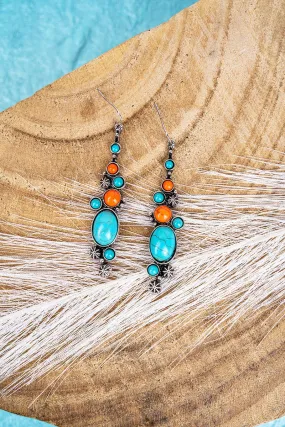 SALE! Turquoise & Orange Bison Bend Earrings