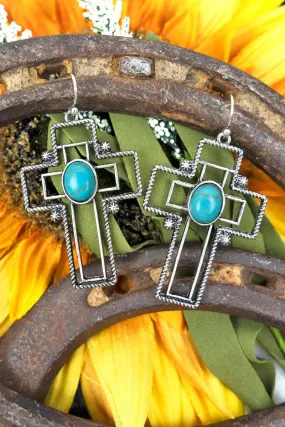 SALE! Turquoise Cerro Pelado Cross Earrings