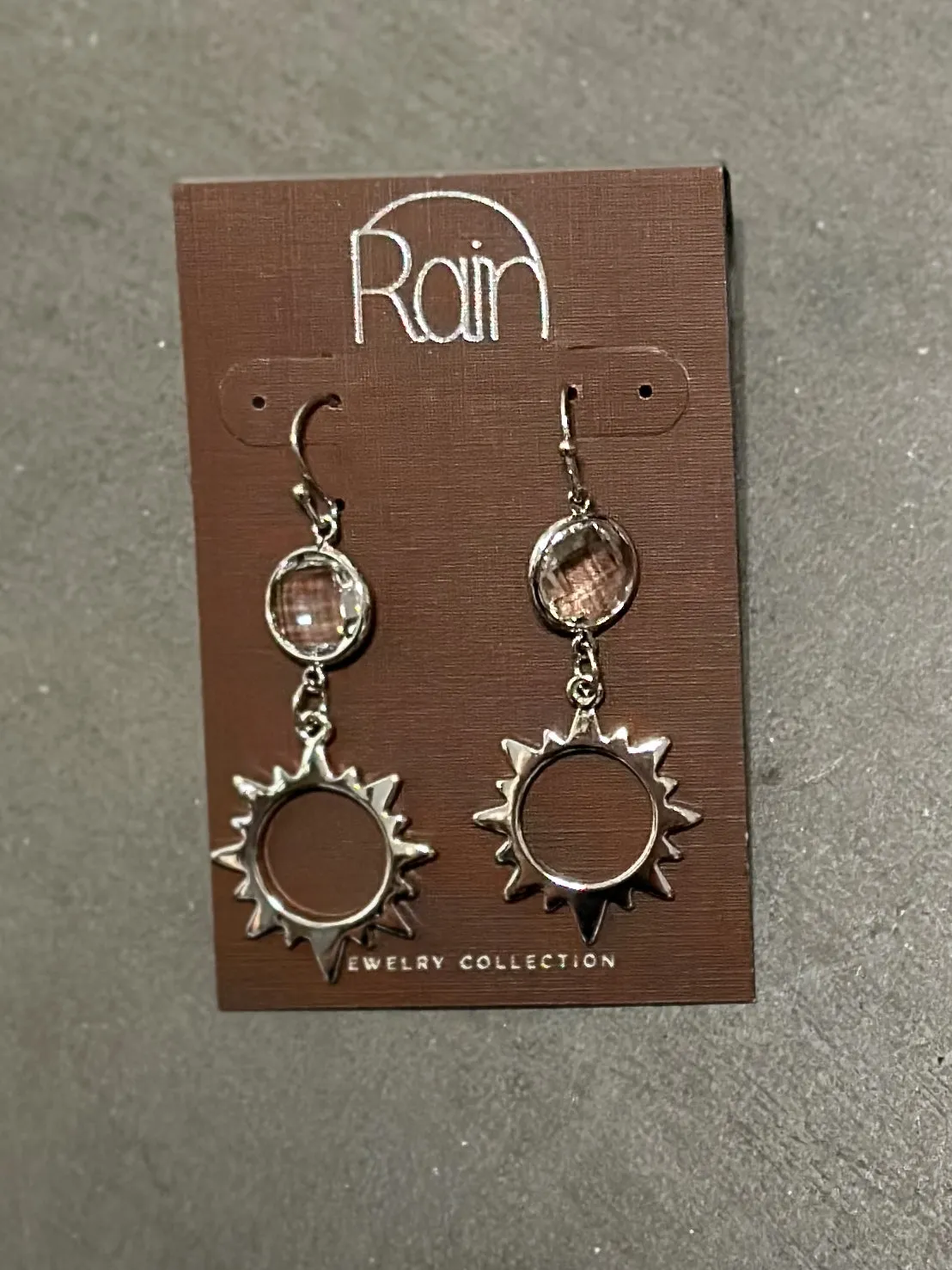Silver Crystal Sunburst Earring