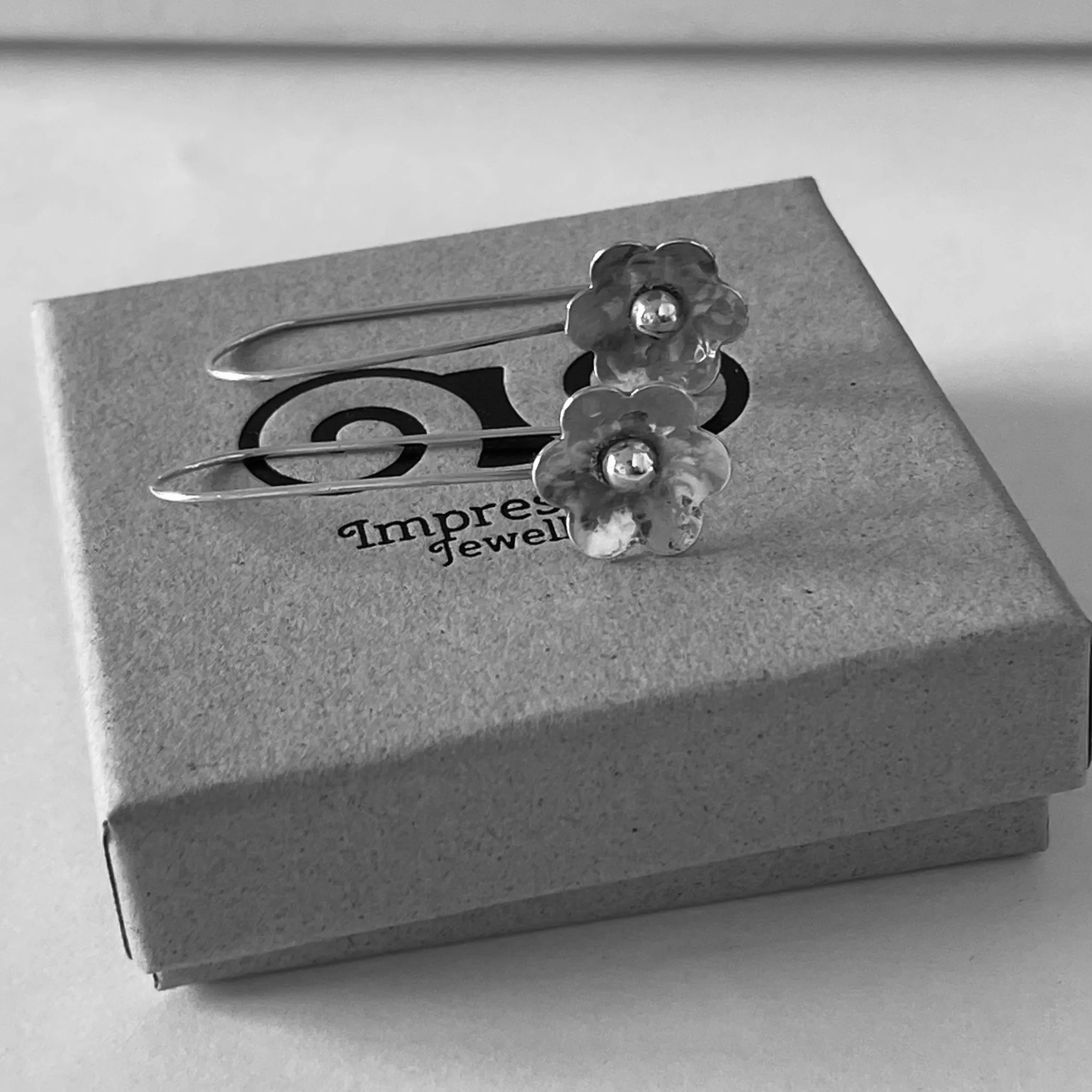 Silver Flower Threader Earrings