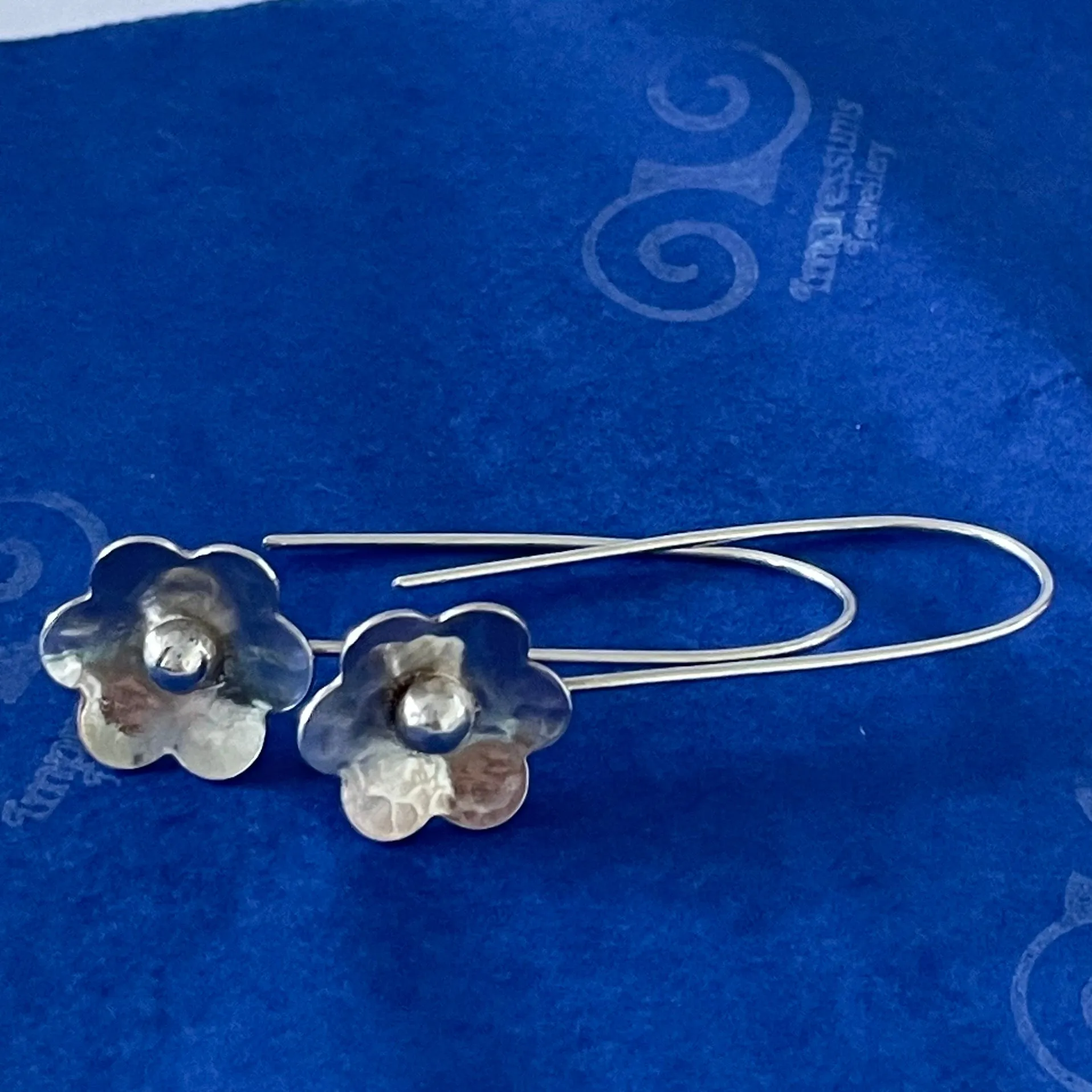 Silver Flower Threader Earrings