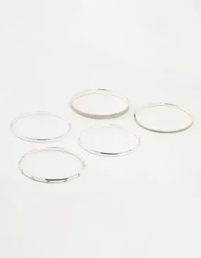 Silver Glitter Paper & Diamante Bangles 5-Pack