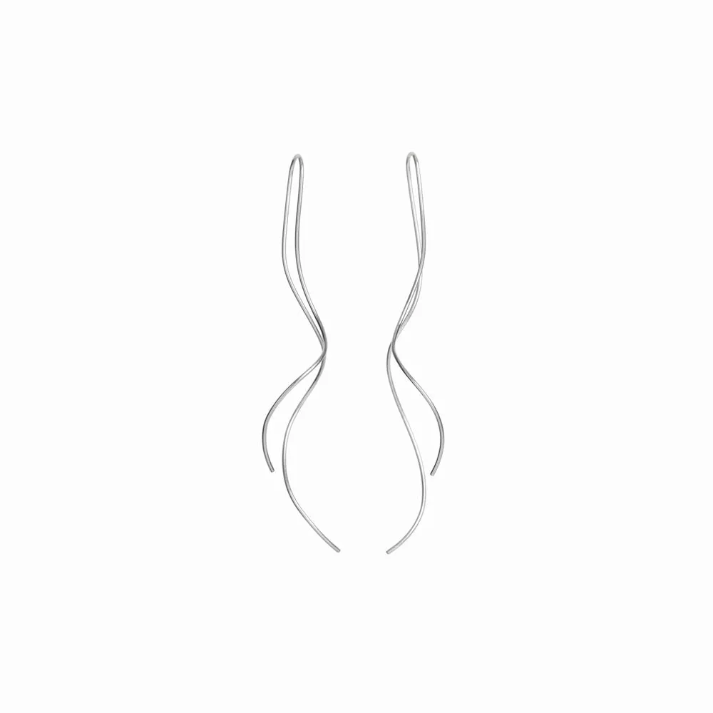 Silver Squiggle Threader Earrings