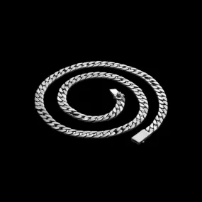 Simple Box Clasp Cuban Link Chain Sterling Silver Necklace