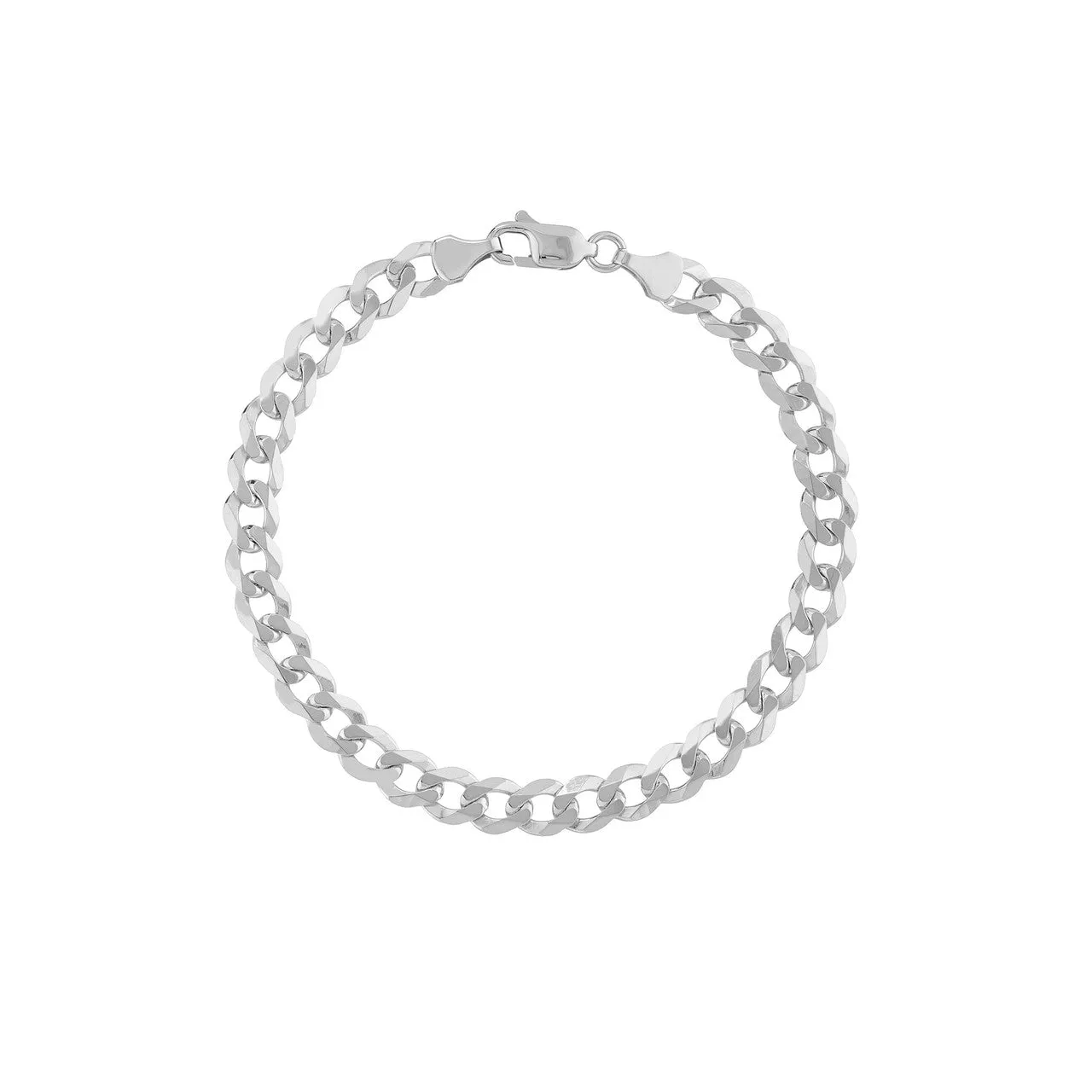 Solid 14K Gold 7mm Curb Chain Bracelet with Lobster Lock, 8.5"