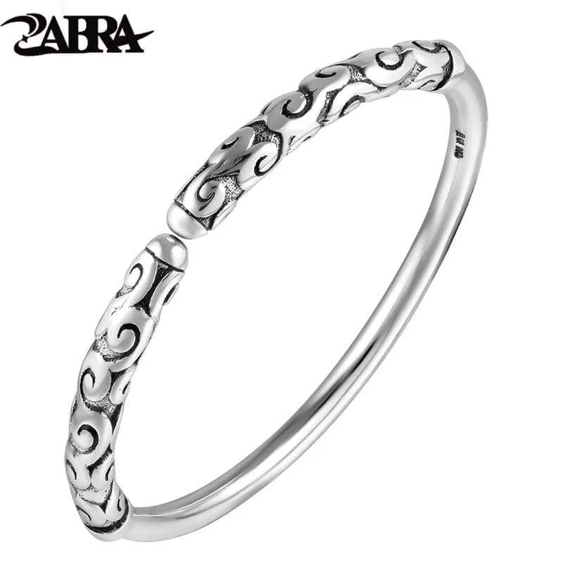 Solid Thai Silver Vintage Bracelet for Men Chinese Movie Monkey King Relief Gold Cudgel Men 999 Sterling Silver Jewelry