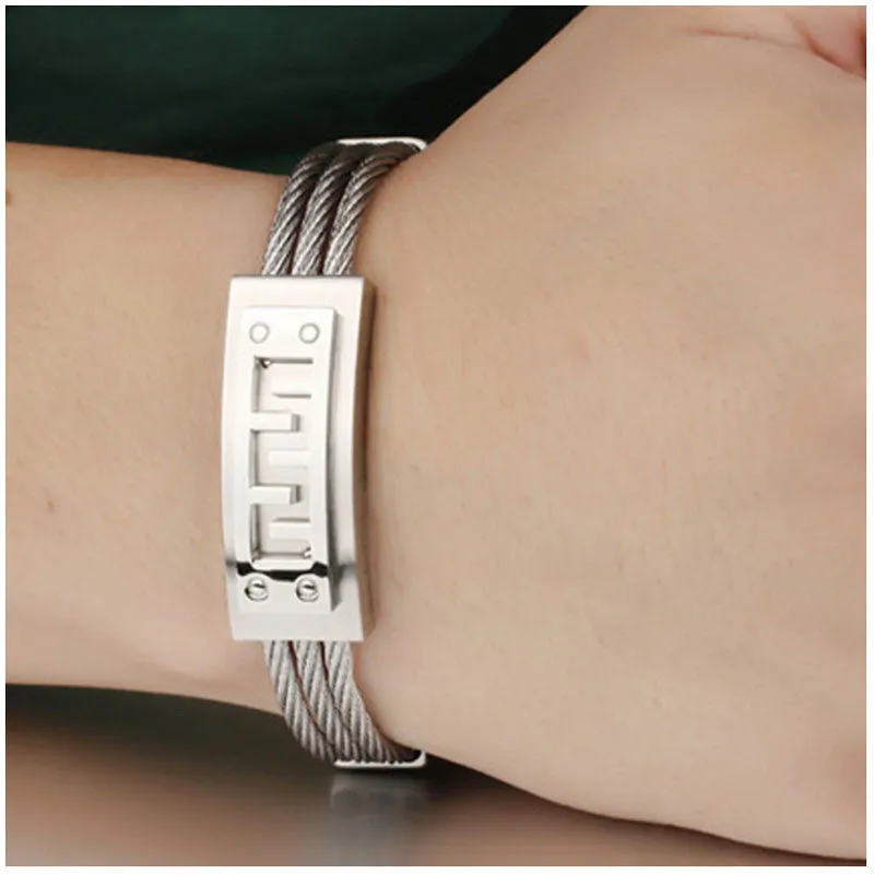 Stainless Steel Jewelry Luxury Bracelets For Men Fashion Gold Silver Color Men's Bangle Bracelet Birthday Gift