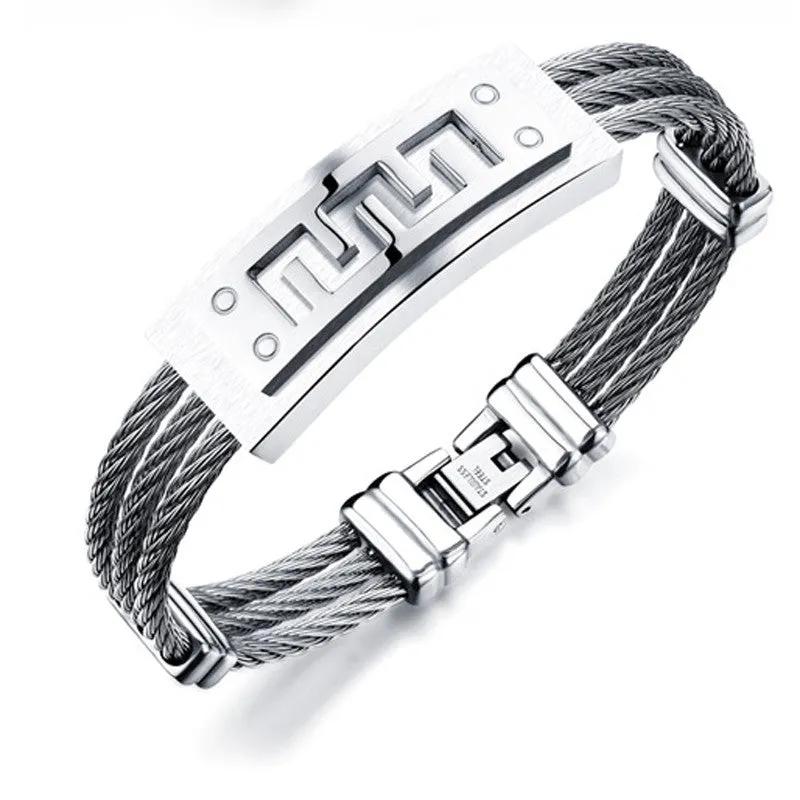 Stainless Steel Jewelry Luxury Bracelets For Men Fashion Gold Silver Color Men's Bangle Bracelet Birthday Gift