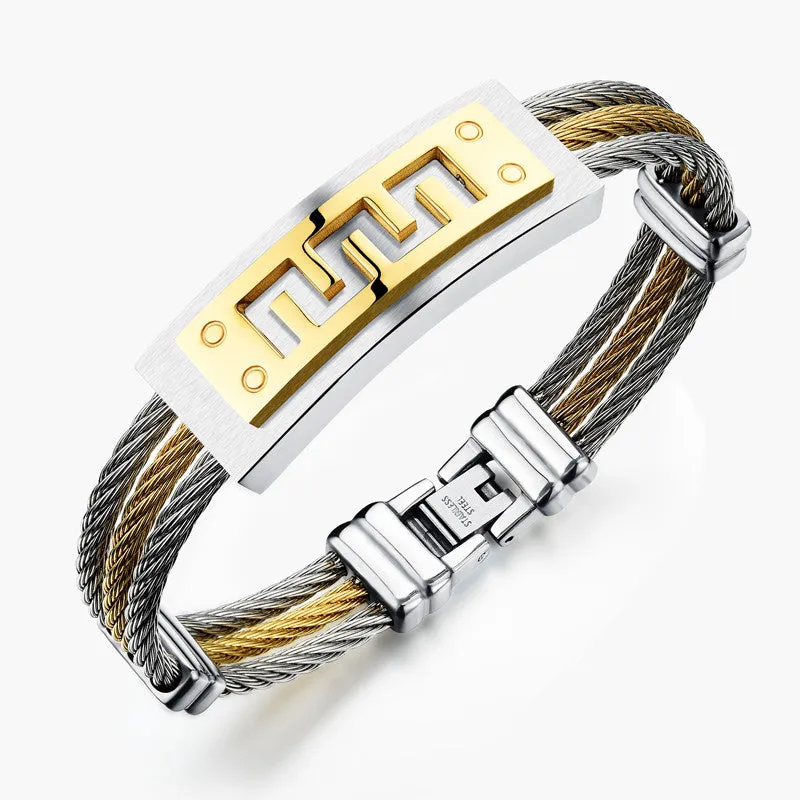 Stainless Steel Jewelry Luxury Bracelets For Men Fashion Gold Silver Color Men's Bangle Bracelet Birthday Gift