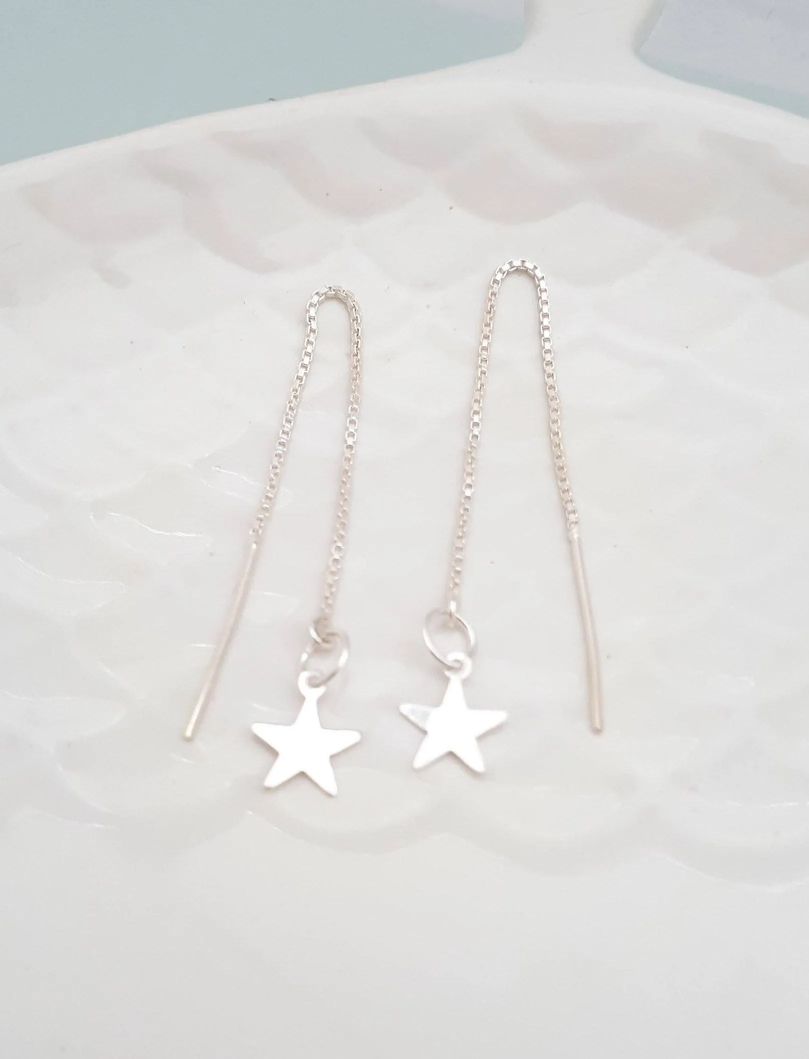 Sterling Silver Star Threader Earrings