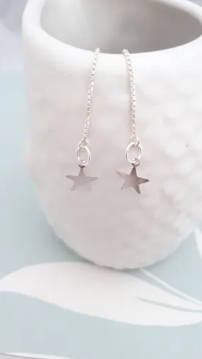 Sterling Silver Star Threader Earrings