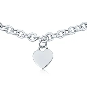 Substantial Heart Tag Pendant Necklace Sterling Silver 16" for Teens Made in Italy