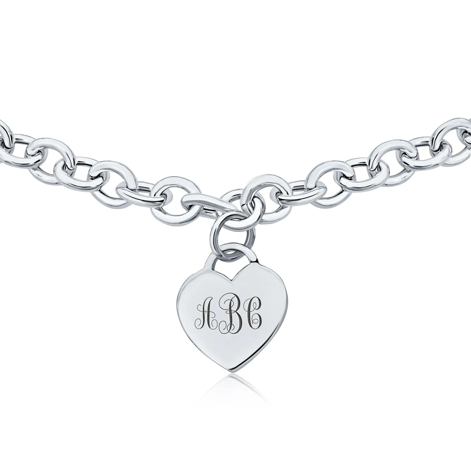 Substantial Heart Tag Pendant Necklace Sterling Silver 16" for Teens Made in Italy