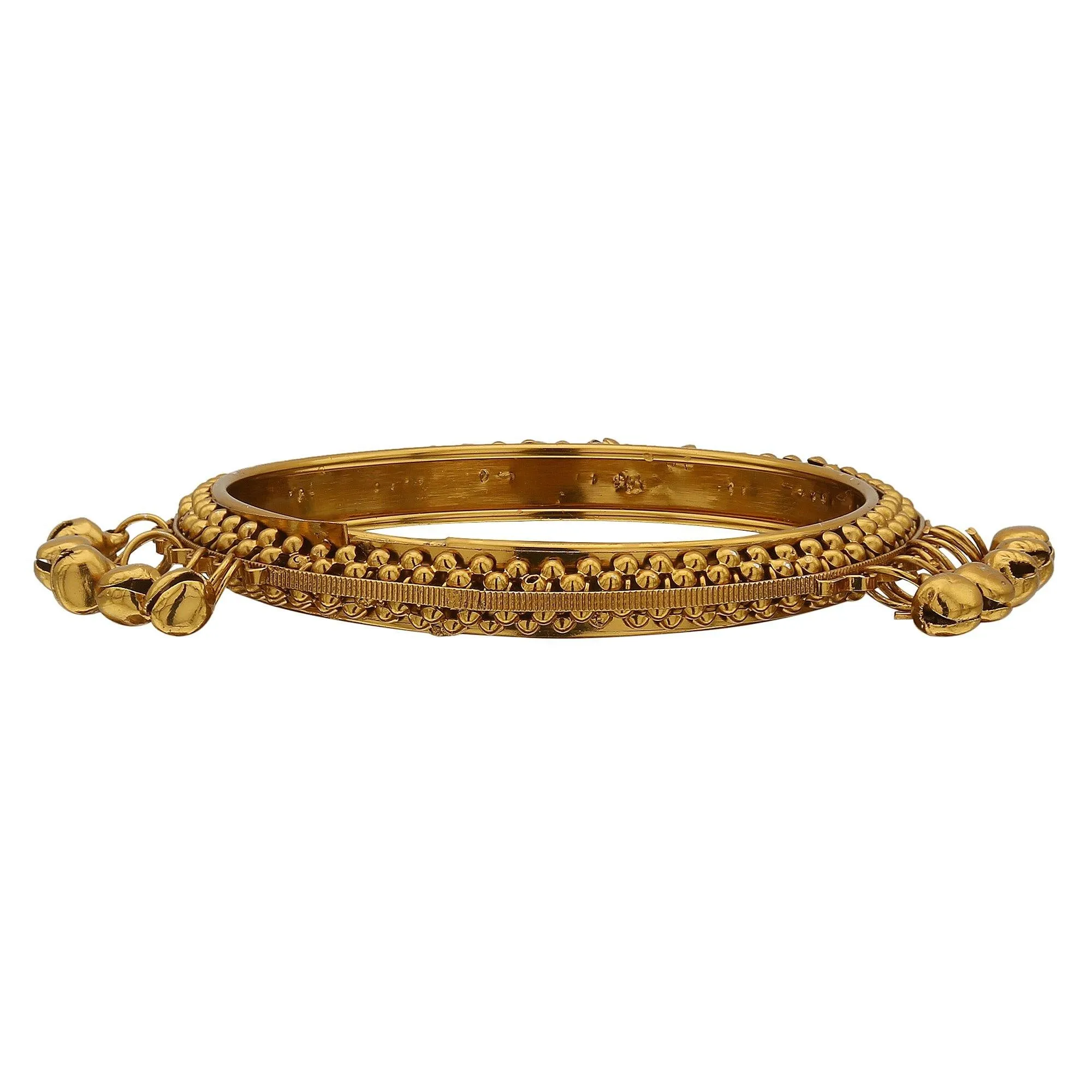 Sukriti Indian Designer Ghungroo Studded Gold Bracelet Bangles for Women & Girls - set of 2
