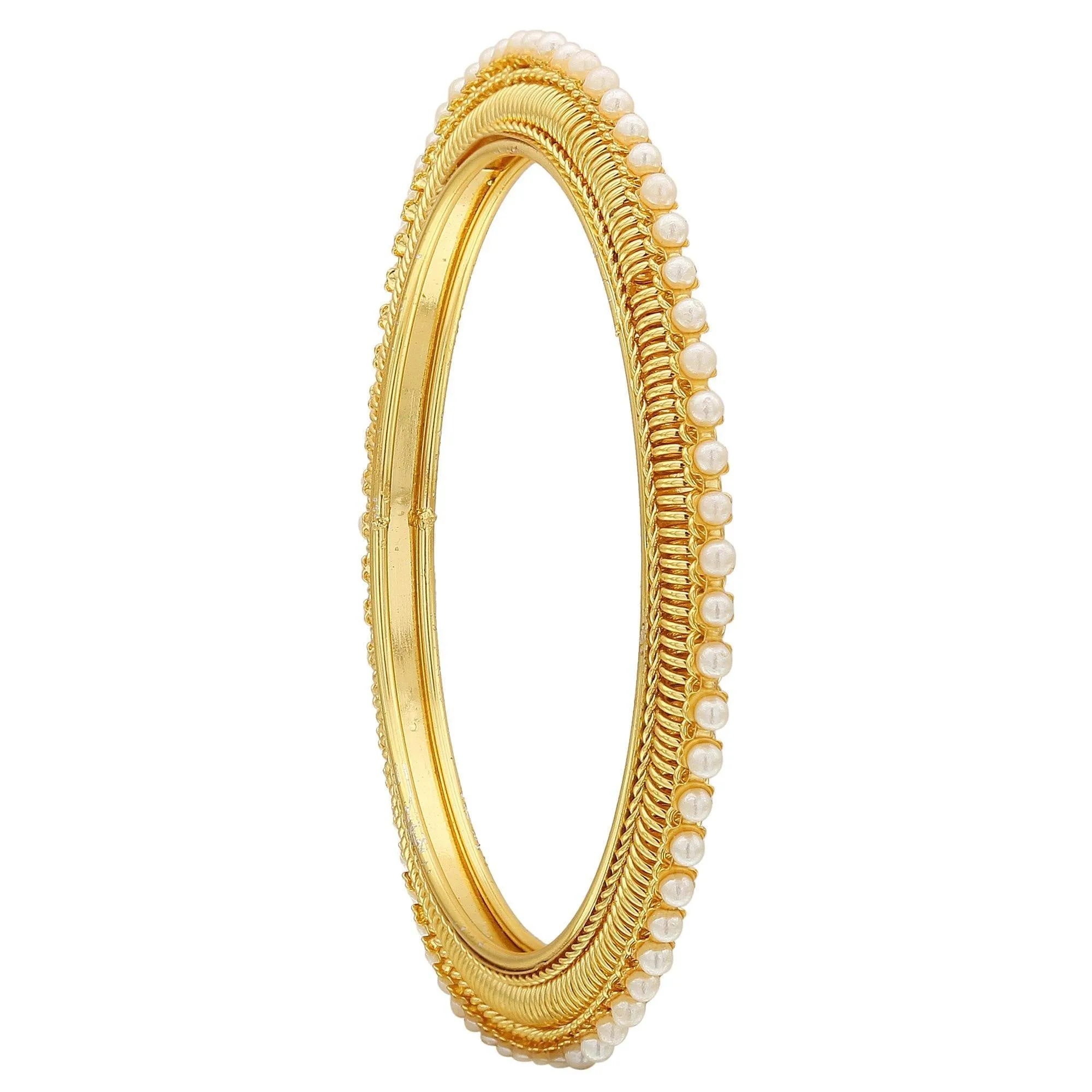 Sukriti Indian Handcrafted Gold tone Moti Bangles Party wear Jewelry for Women & Girls - Set of 4