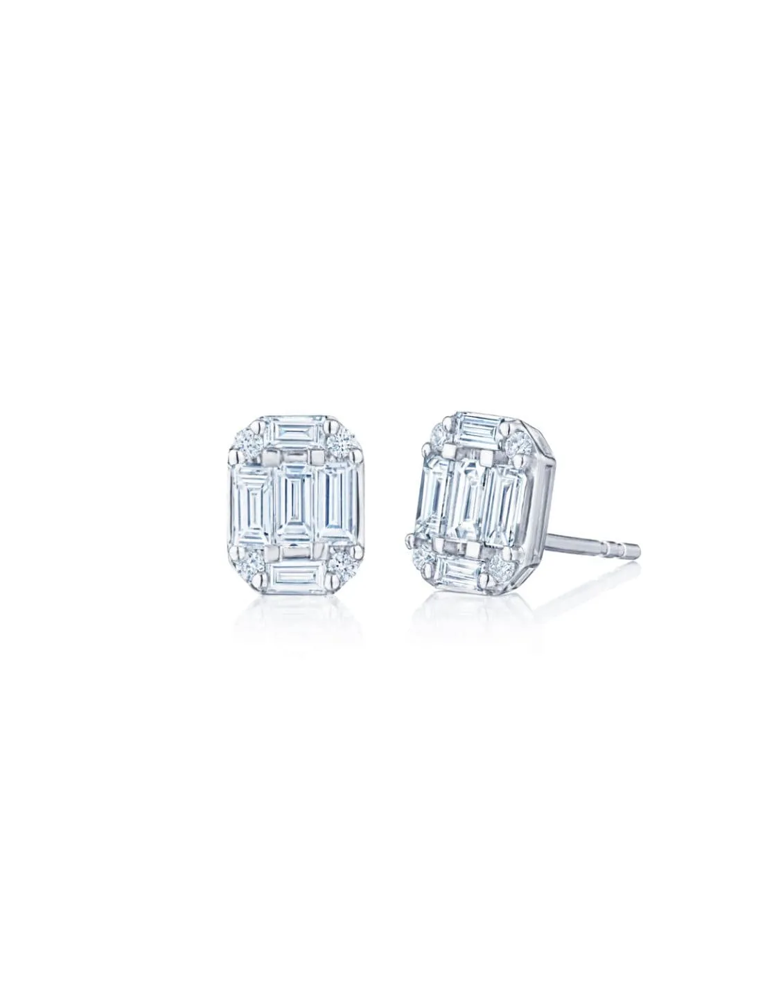 Sunburst Emerald Cut Diamond Studs