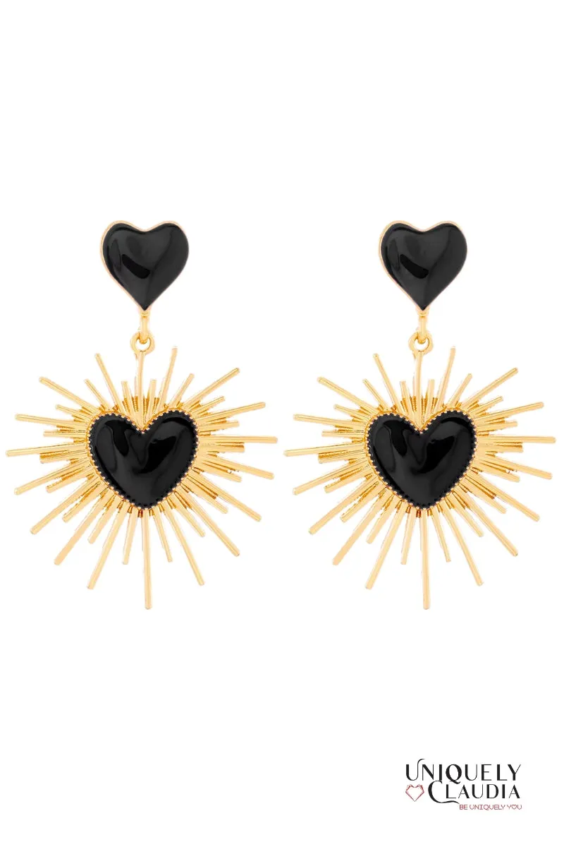 Sunburst Hearts Enamel Earrings